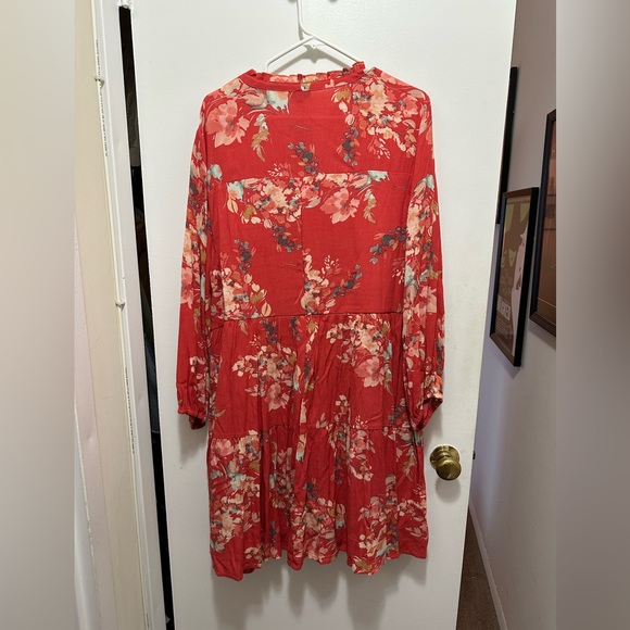 NWT Torrid orange floral long sleeve dress - Picture 8 of 9